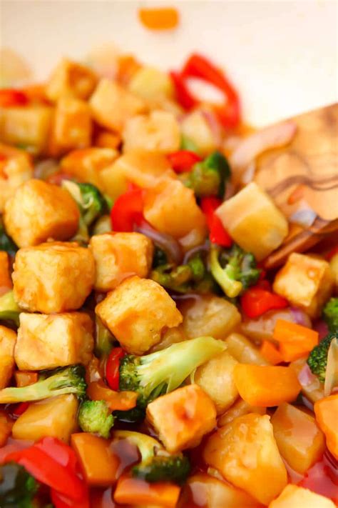 How many sugar are in sweet and sour tofu with veggies - calories, carbs, nutrition