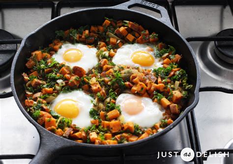 How many sugar are in sweet potato hash with poached egg (12274.6) - calories, carbs, nutrition