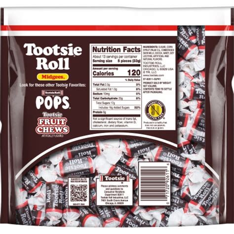 How many sugar are in tootsie rolls - mini - calories, carbs, nutrition