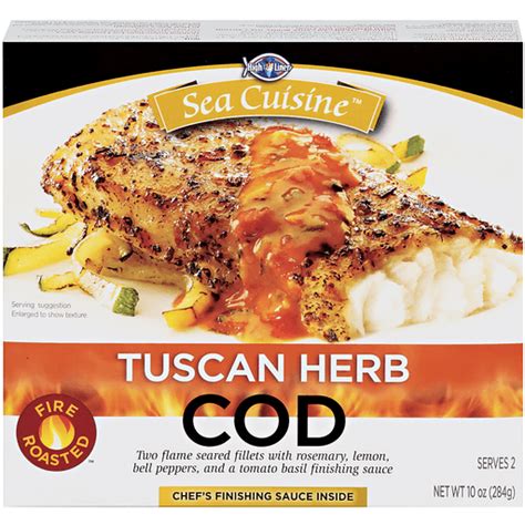 How many sugar are in tuscan herbed cod - calories, carbs, nutrition