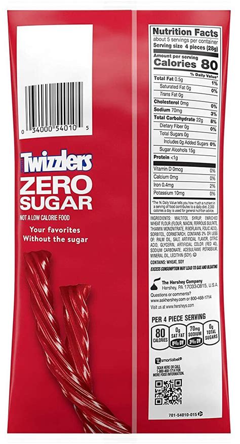 How many sugar are in twizzlers - calories, carbs, nutrition