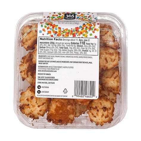 How many sugar are in two-bite coconut macaroons - calories, carbs, nutrition