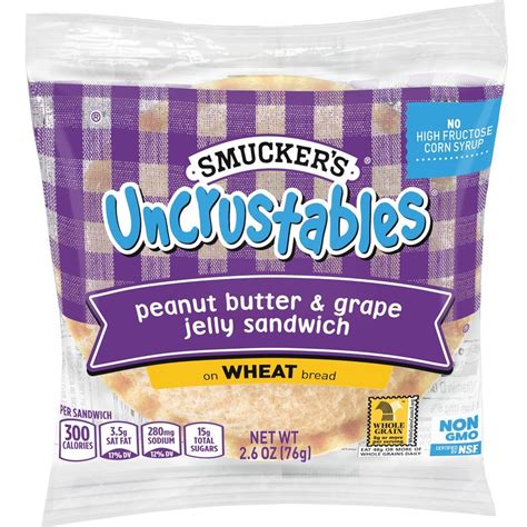 How many sugar are in uncrustable peanut butter and jelly - calories, carbs, nutrition