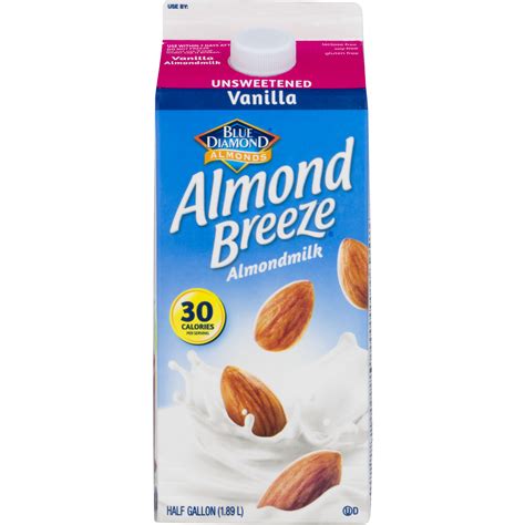 How many sugar are in unsweetened almond breeze almond milk - vanilla - calories, carbs, nutrition