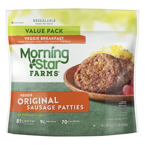 How many sugar are in veggie breakfast patties - calories, carbs, nutrition