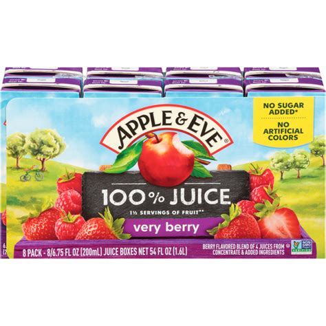 How many sugar are in very berry juice box - calories, carbs, nutrition