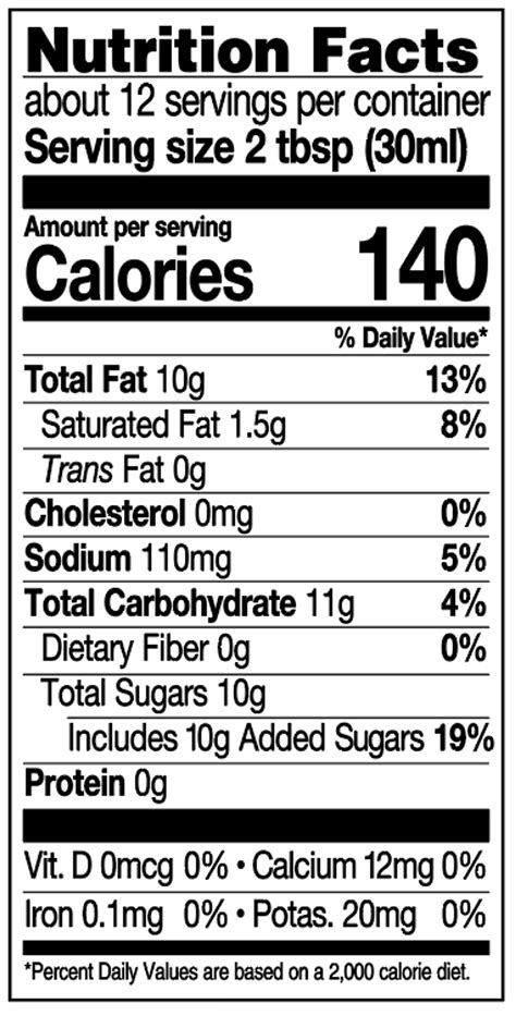 How many sugar are in vidalia onion dressing - calories, carbs, nutrition