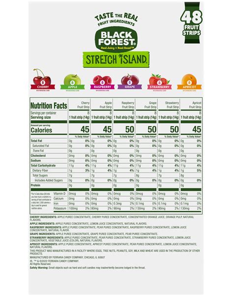 How much fat is in 100% fruit strip - calories, carbs, nutrition