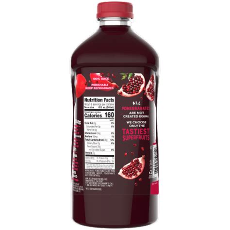 How much fat is in 100% pomegranate juice - calories, carbs, nutrition