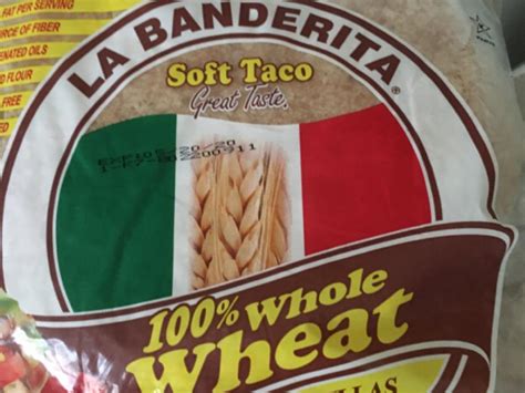 How much fat is in 100% whole wheat soft taco shell - calories, carbs, nutrition