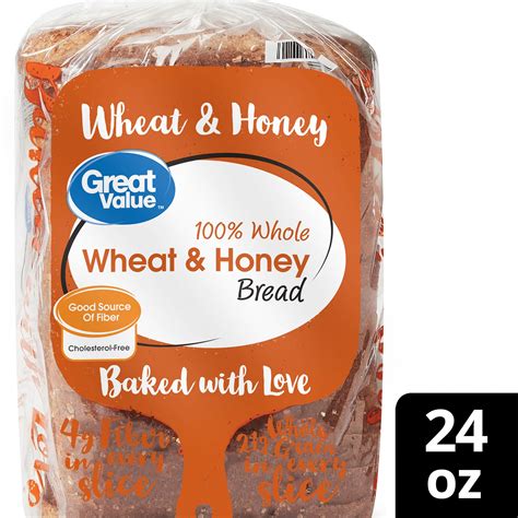 How much fat is in 100% whole wheat with honey - calories, carbs, nutrition