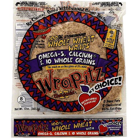 How much fat is in 100% whole wheat wrap - calories, carbs, nutrition