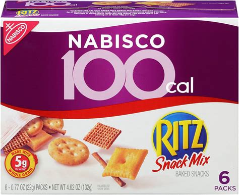 How much fat is in 100 cal ritz snack mix - calories, carbs, nutrition