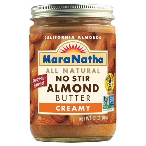 How much fat is in all natural no stir almond butter - creamy - calories, carbs, nutrition