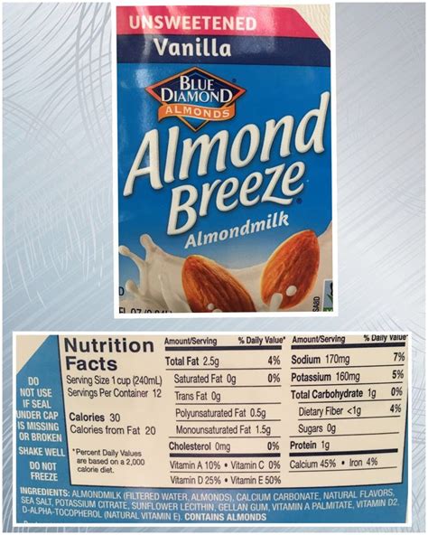 How much fat is in almond milk light - calories, carbs, nutrition