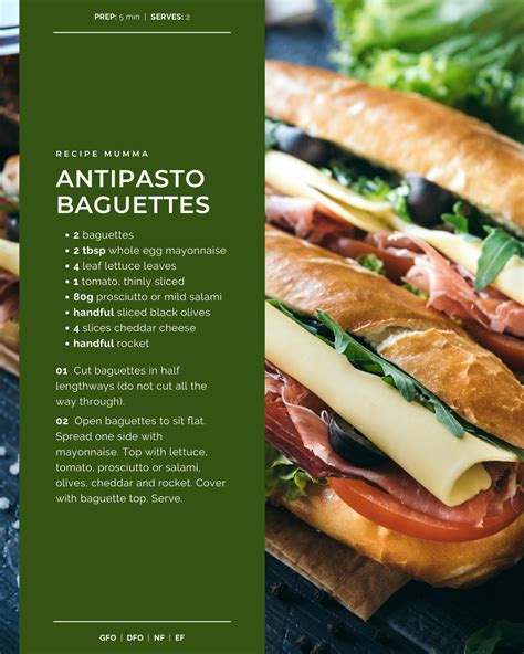 How much fat is in antipasto baguette - calories, carbs, nutrition