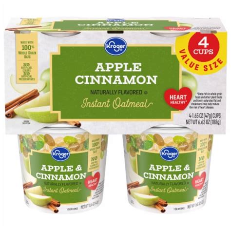 How much fat is in apples and cinnamon naturally flavored instant oatmeal - calories, carbs, nutrition