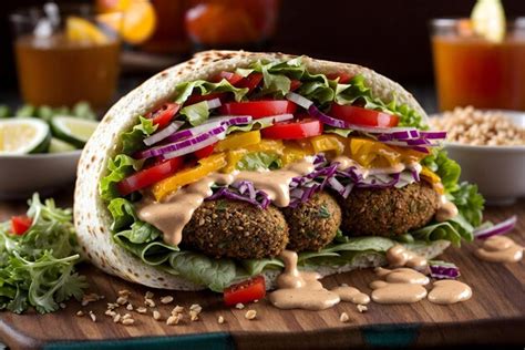 How much fat is in aromatic falafel served in a toasted soft bun - calories, carbs, nutrition