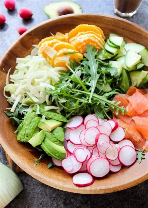 How much fat is in arugula fennel salad with salmon (27440.5) - calories, carbs, nutrition