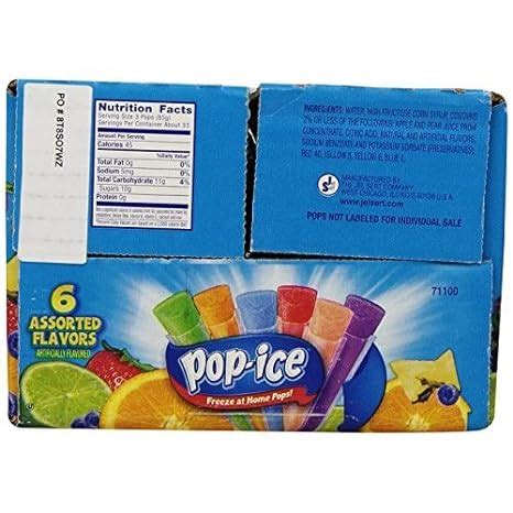 How much fat is in assorted pops. - calories, carbs, nutrition