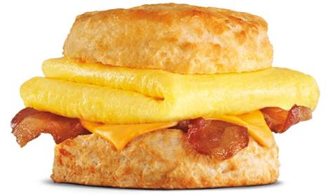 How much fat is in bacon, and cheese biscuit - calories, carbs, nutrition