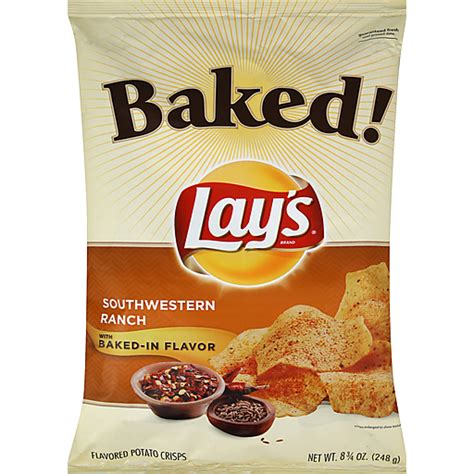 How much fat is in baked southwestern ranch potato chips - calories, carbs, nutrition