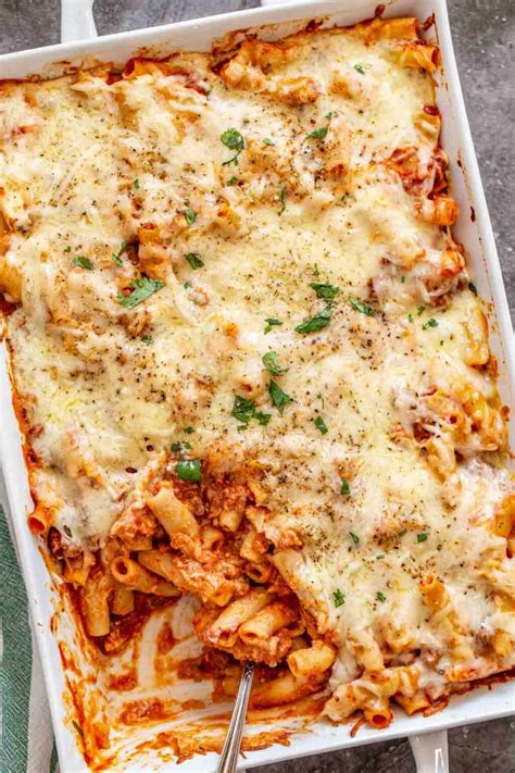 How much fat is in baked ziti mixture - calories, carbs, nutrition