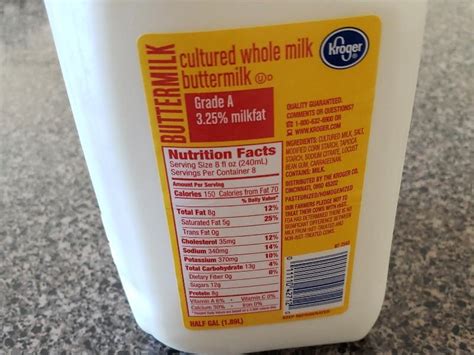 How much fat is in buttermilk - calories, carbs, nutrition