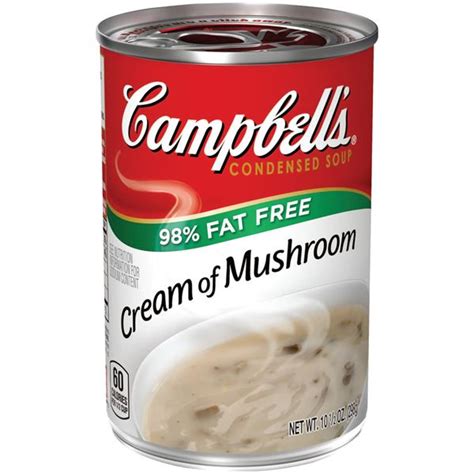 How much fat is in campbell's, 98% fat free cream of mushroom soup, condensed - calories, carbs, nutrition