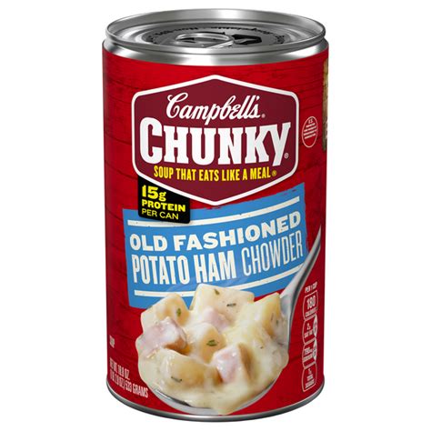 How much fat is in campbell's chunky soups, old fashioned potato ham chowder - calories, carbs, nutrition