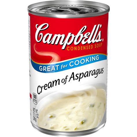 How much fat is in campbell's red and white, cream of asparagus soup, condensed - calories, carbs, nutrition