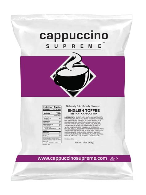 How much fat is in cappuccino mix english toffee - calories, carbs, nutrition