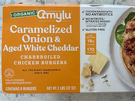 How much fat is in caramelized onion chicken burgers - calories, carbs, nutrition