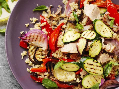 How much fat is in char-grilled seasonal vegetables on quinoa - calories, carbs, nutrition