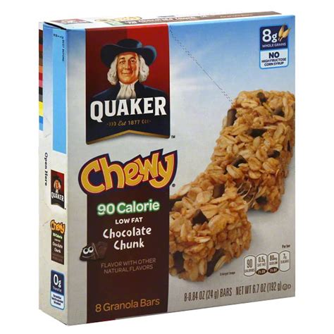 How much fat is in chewy granola bar-chocolate chunk - calories, carbs, nutrition