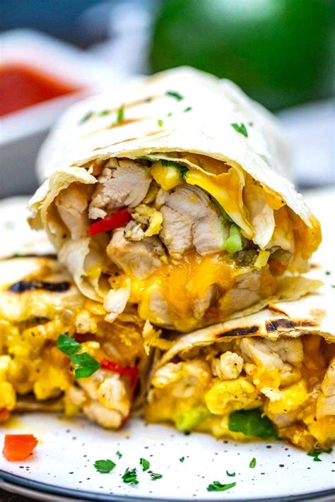 How much fat is in chicken breakfast burrito - calories, carbs, nutrition