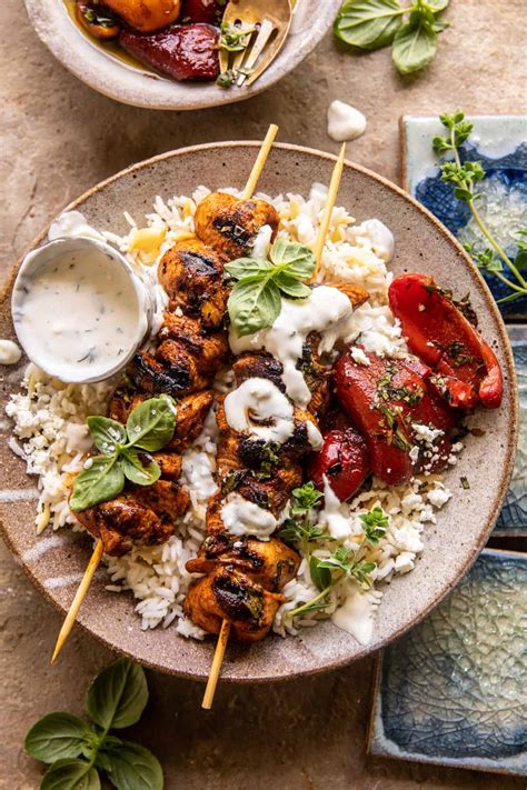 How much fat is in chicken skewers with tzatziki - calories, carbs, nutrition