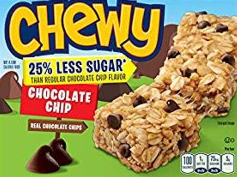 How much fat is in chocolate chip chewy granola bar (35g) - calories, carbs, nutrition