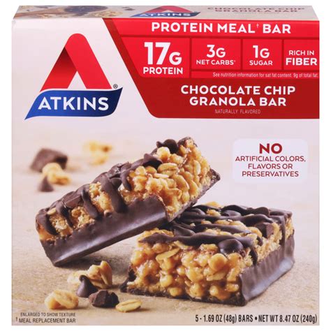 How much fat is in chocolate chip protein meal bar - calories, carbs, nutrition