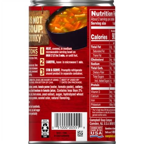 How much fat is in chunky savory vegetable soup - calories, carbs, nutrition