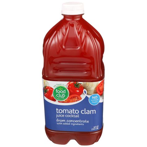 How much fat is in clam and tomato juice, canned - calories, carbs, nutrition