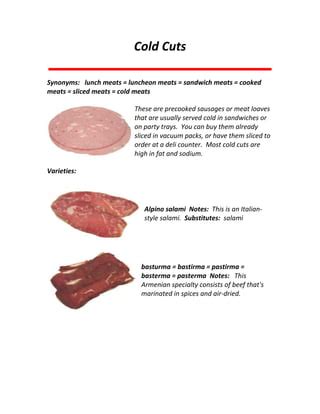 How much fat is in cold cut - calories, carbs, nutrition