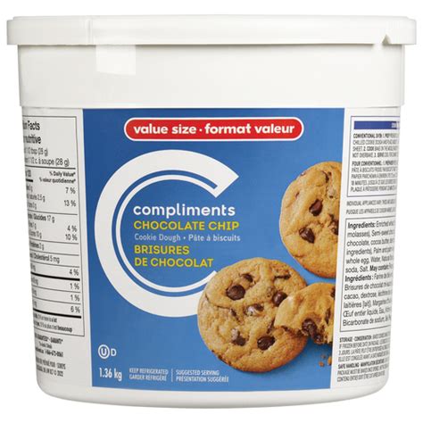 How much fat is in cookie dough chocolate chip 1 oz 2 ea - calories, carbs, nutrition