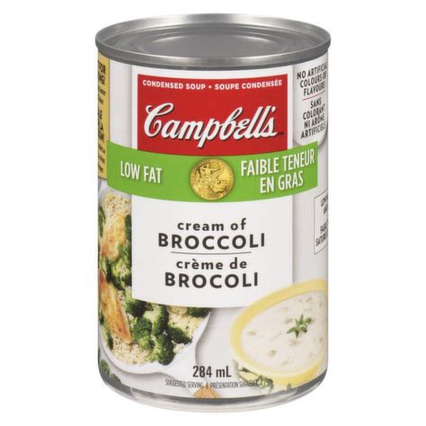 How much fat is in cream of brocoli - low fat - calories, carbs, nutrition