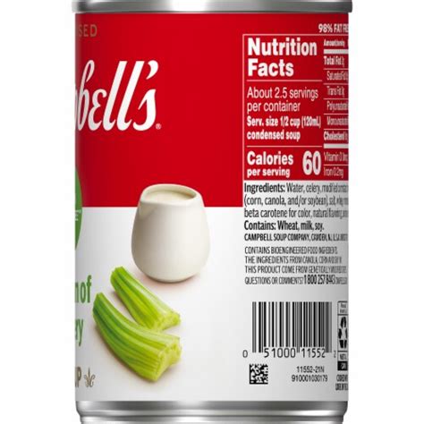 How much fat is in cream of celery soup 16 oz - calories, carbs, nutrition