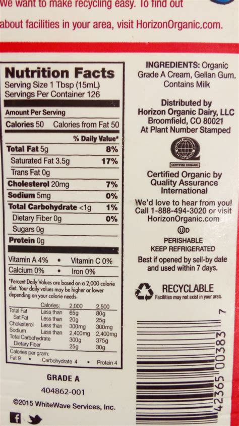 How much fat is in creamer - calories, carbs, nutrition