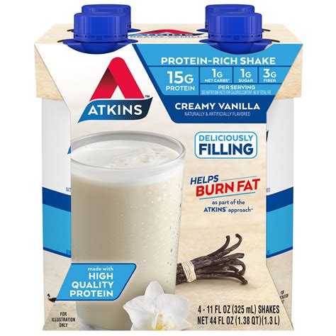 How much fat is in creamy vanilla shake - calories, carbs, nutrition