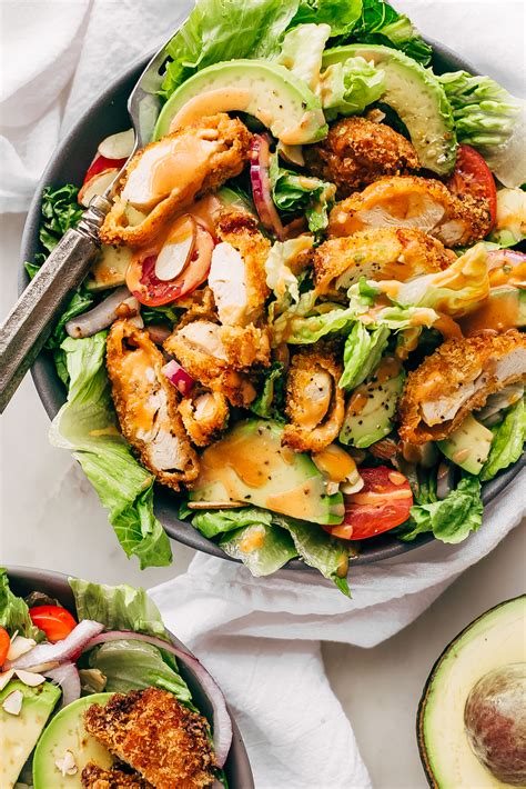 How much fat is in crispy chicken breast fritter salad with ranch dressing - calories, carbs, nutrition