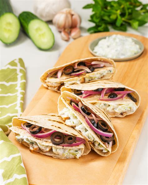 How much fat is in cucumber yogurt greek chicken wrap, tortilla - calories, carbs, nutrition