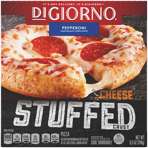 How much fat is in digiorno pizza, cheese topping, cheese stuffed crust, frozen, baked - calories, carbs, nutrition